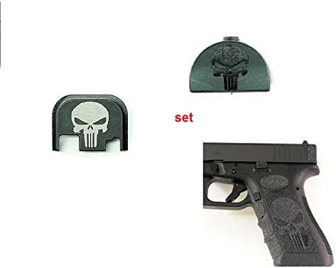 FOR GLOCK, SKULL GRIP, SKULL ENGRAVED BACKSTRAP PLUG AND SKULL ENGRAVED REAR SLIDE COVER PLATE. FITS MODELS 20 21 COLOR - BLACK