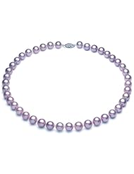 PremiumPearl 9.5-10.5mm Lavender Freshwater Pearl Necklace AAA Quality Yellow Gold, 16" Length