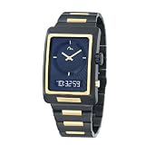 EVISU Men's EV-7014-55 Shinzo Black Ion-Plated Ana-Digi Stainless Steel Watch