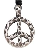 World Peace Sign Symbol Silver Tone Pewter Pendant Necklace