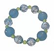 Bracelet - B286 - Fun Balls with Embedded Crystals - Stretch ~ Aqua
