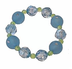 Bracelet - B286 - Fun Balls with Embedded Crystals - Stretch ~ Aqua