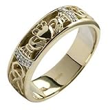 Gents Gold Diamond Set Celtic and Claddagh Wedding Band - Yellow Gold