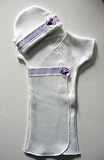 White Gown with Purple Trim and Rose Bow (Four preemie and newborn sizes!)