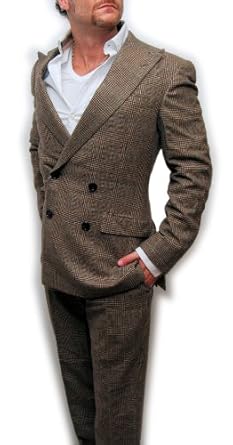 Polo Ralph Lauren Purple Label Mens Cashmere Suit Brown Plaid Italy 42L $6495