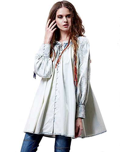 （アートカー）Artka レディーズエスニック系刺繍入りデニムシャツ SN15054C