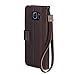 AceAbove Leather Wallet Cover with Hand Strap for Samsung Galaxy S6 - Dark Brown