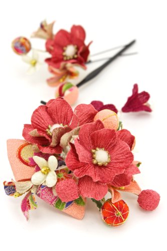 髪飾り 3点 セット 花 和柄 リボン [成人式/振袖/卒業式/袴/着物/和装]