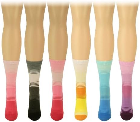 Ladies 6 Pairs Summer Thin Striped Colorful Crew Dress Casual Shoe Socks Rainbow