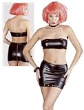 Top et Mini Jupe Imitation Cuir Noir 