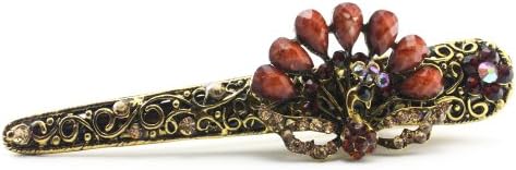 Miss Dong Vintage Jewelry Crystal Peacock hair clip Beauty Tools (brown)