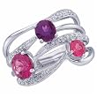 14K White Gold MultiColor Gemstone Diamond Fashion Ring