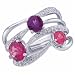 14K White Gold MultiColor Gemstone Diamond Fashion Ring