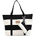 BG® Women Canvas Chic Color Blocking Black White Shoulder Handbag