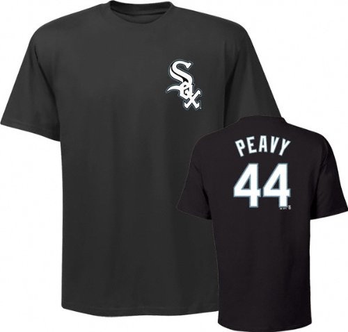 Jake Peavy Black Majestic Player Name and Number Chicago White Sox Youth T-Shirt