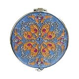 Light Blue Elegant Round Bejeweled Compact Mirror
