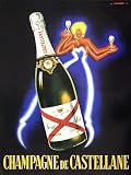 Vintage French Champagne de Castellane Neon Lady Poster by Robert Falcucci