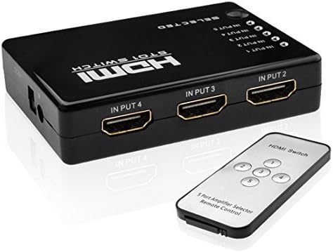 HDGENIUS Intelligent 5x1 5-Port HDMI Switch/Switcher with IR Wireless Remote Supports 3D