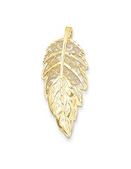 14k Yellow Gold Diamond Cut Leaf Pendant