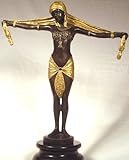 IMAGE OF SCARF BELLY DANCER WOMAN BRONZE SCULPTURE STATUE COLOR