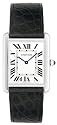 Cartier Men's Tank Solo Stainless Steel Black Leather Watch #W1018355