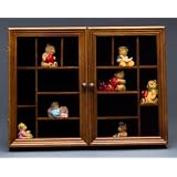Wall Mounted Wood Curio Cabinet Double Glass Door