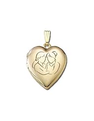 Solid 14K Yellow Gold "Sisters Devotion" Locket 3/4 inch x 3/4 inch in Solid 14K Yellow Gold