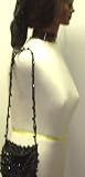 Sn31, Hand Crocheted Black Metallic Gimp Dress Snood with Gold Sequin Wrap Black Sequin Bow for Women and Teens Offered with Crocheted Black Metallic Pocket Book with Flap and Trimmed with Black Beads