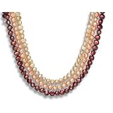 15 + 2 Inch Extension 3 Strand Yellow, Orange and Bronze Cultured Freshwater Pearl Necklace.