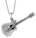 Sterling Silver 1 1/2" (39 mm) Guitar Pendant