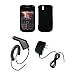 BlackBerry Bold 9650 - Black Rubberized Snap-On Cover Hard Case Cell Phone Protector + Rapid Car Charger + Home Travel Wall Charger for BlackBerry Bold 9650