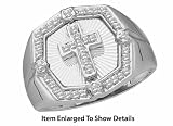 Fine 1/4 CTW. WHITE GOLD MENS CROSS GENUINE DIAMOND RING