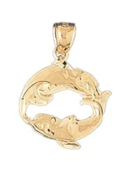 Dazzlers Solid 14 karats gold Dolphin Charm Pendant Available in three colors from jewelsberry (weights: 2.2 grams only)