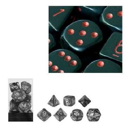 Chessex 25418 - Würfelset opaque schwarz/rot, 7 verschiedene Würfel