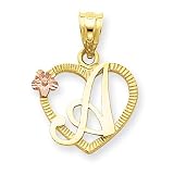 14k Two-Tone Initial A in Heart Charm