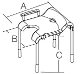 Badhocker Duschhocker mit Stützlehnen,Sitzfläche mit Wasserablauf und Hygieneausschnitt weiß A50xB