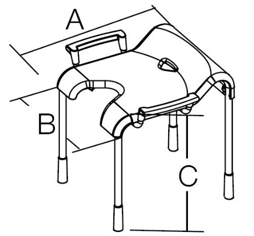 Badhocker Duschhocker mit Stützlehnen,Sitzfläche mit Wasserablauf und Hygieneausschnitt weiß A50xB