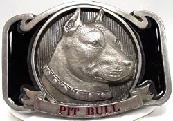 Pit Bull Dog Enamel Pewter Belt Buckle