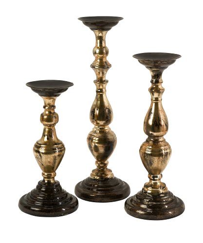 Copper Finish Iron Candle Holder Stand - Set of 3