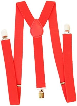 AJ Accessories Youth Boys Solid Adjustable Nylon Suspenders (Red)
