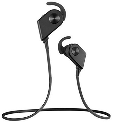STEREO WIRELESS BLUETOOTH HEADSET-In-Ear Headphones-Loud Bass-Magnetic Power-Noise Cancelling Mic-Sweatproof for Running Gym Sports-iPhone 6s 6 SE plus Galaxy S7 S6 edge Android Phone (Black/Black)