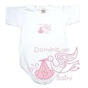BABY BODYSUIT WHITE " PINK STORK DOMINICAN " DOMINICAN REPUBLIC 0 - 3 Months