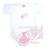 Baby Bodysuit White  Light Blue Stork Dominican  Dominica Country