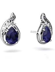 Genuine Sapphire 14kt White Gold Filligree Earrings