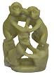 Three (3) monkey sculpture - hand carved stone