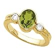 14K Yellow Gold Peridot and Diamond Ring