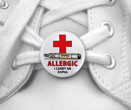 ALLERGIC I Carry an EpiPen Medical Alert Symbol Pair of 1 inch Shoe Tag Charms