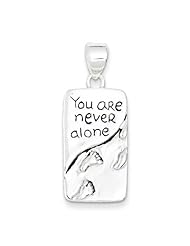 Sterling Silver You Are Never Alone Antiqued Footprint Pendant. Metal Wt- 3g