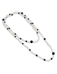 9-10mm Classic Pearl/ Onyx Necklace