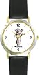 Angel Statue - WATCHBUDDY&reg; DELUXE TWO-TONE THEME WATCH - Arabic Numbers - Black Leather Strap-Size-Large ( Men's Size or Jumbo Women's Size )